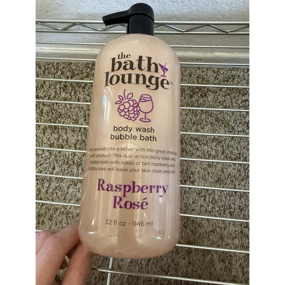 Bath Lounge Raspberry Rose Body Wash & Bubble Bath‎ 32 fl New